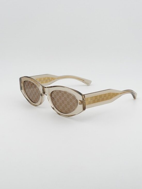Gucci GG2065S 003 Sunglasses Yellow Cat Eye Frame, Brown with Logo Lenses main image 5